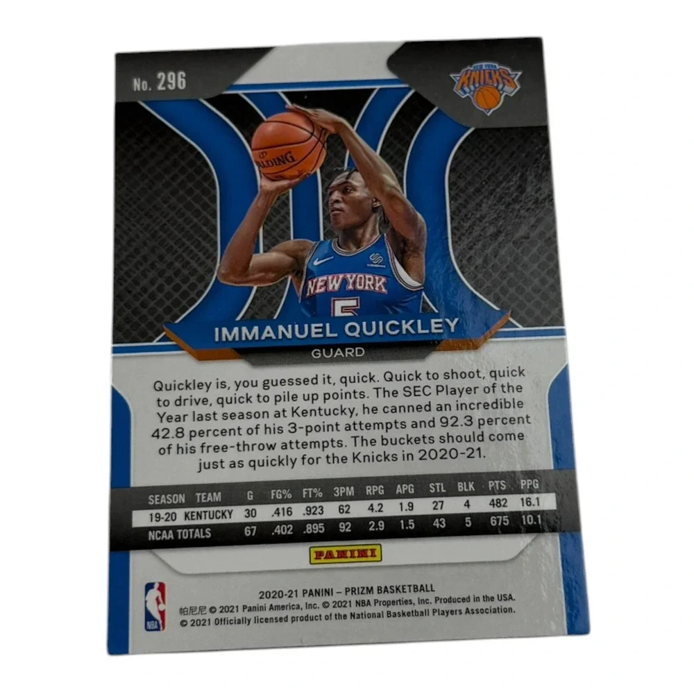 2020-21 Panini Prizm Immanuel Quickley New‎ York Knicks Rookie Card RC #296 NBA